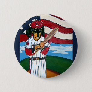 Badge Rond 5 Cm Doxie de baseball