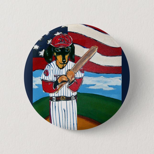 Badge Rond 5 Cm Doxie de baseball (Devant)