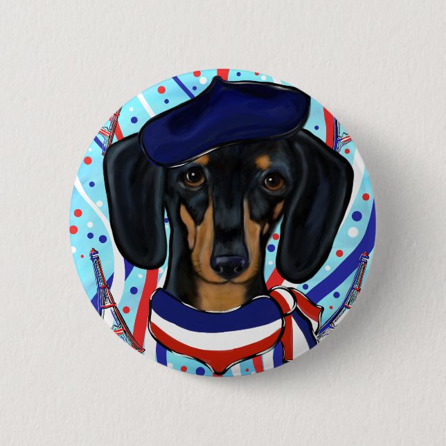 Badge Rond 5 Cm Doxie Français (Devant)