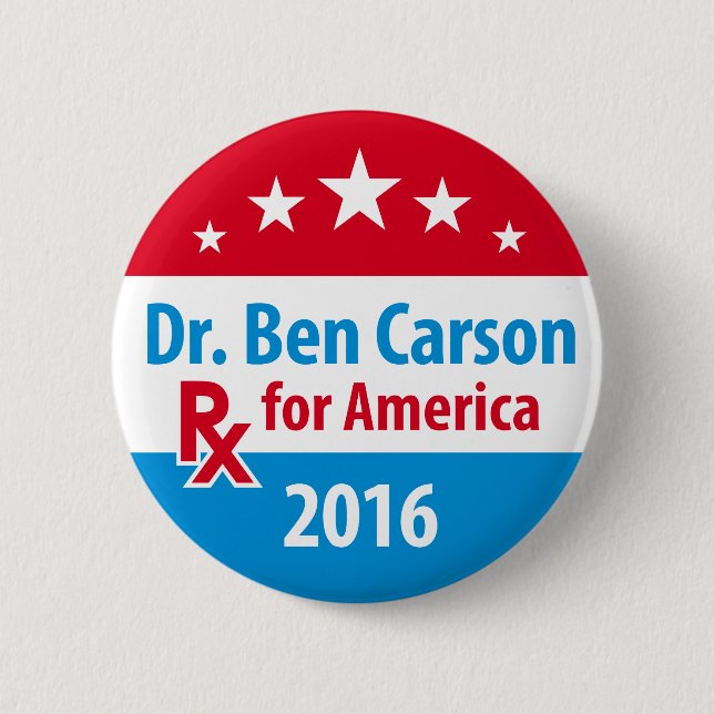 Badge Rond 5 Cm Dr. Ben Carson 2016 - prescription pour l'Amérique (Devant)