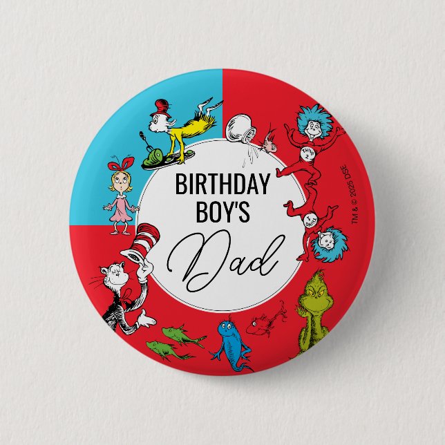 Badge Rond 5 Cm Dr. Seuss - Caractères | ANNIVERSAIRE DE ENFANT (Devant)