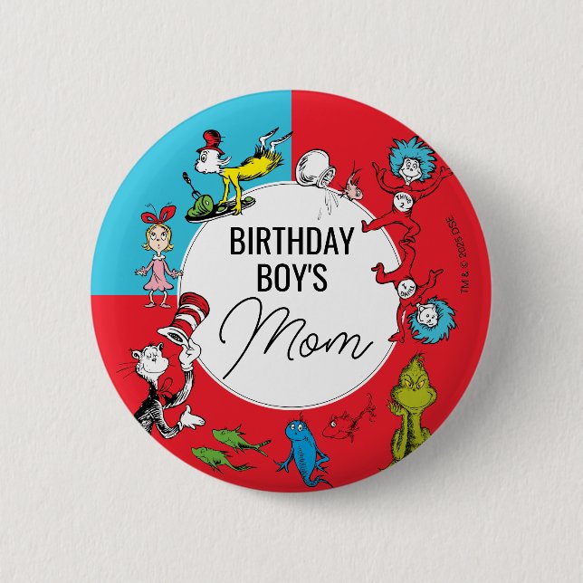 Badge Rond 5 Cm Dr. Seuss - Caractères | ANNIVERSAIRE DE ENFANT (Devant)