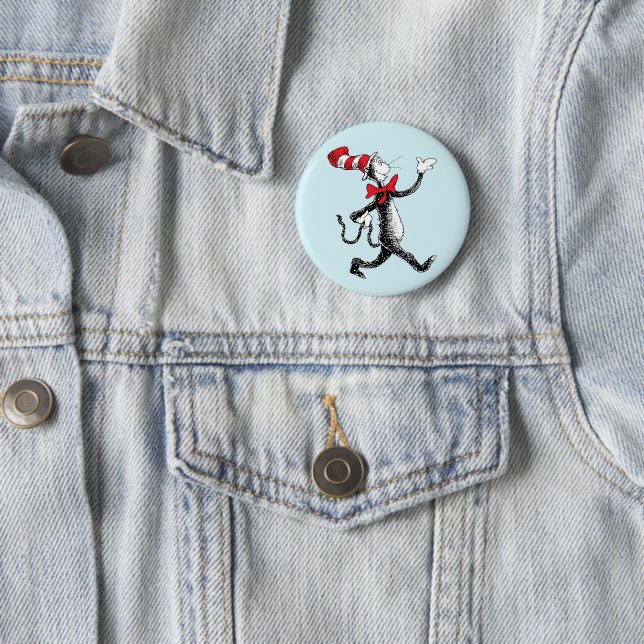 Badge Rond 5 Cm Dr. Seuss | Le Chat Chapeauté (En situation)