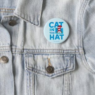 Badge Rond 5 Cm Dr. Seuss Logo du Chat dans le Chapeau