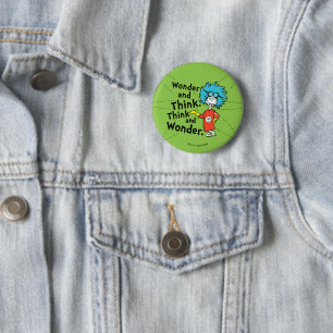 Badge Rond 5 Cm Dr Seuss   Merveilleuse et réfléchis. Pensez et ét