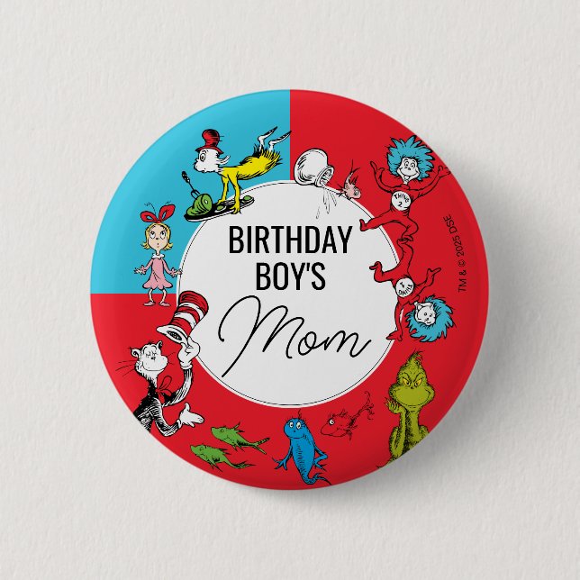 Badge Rond 5 Cm Dr. Seuss - Personnages | Anniversaire Enfants (Devant)