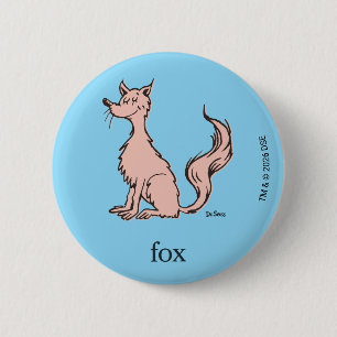 Badge Rond 5 Cm Dr. Seuss Renard Rose