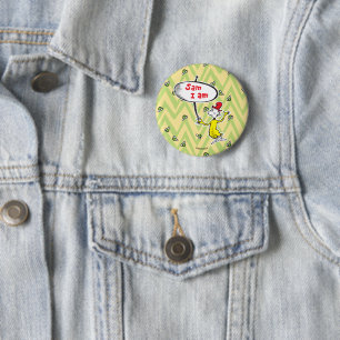 Badge Rond 5 Cm Dr. Seuss   Sam-I-Am tenant une pancarte