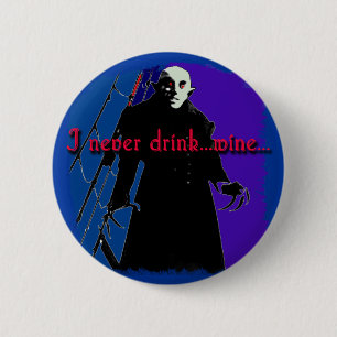 Badge Rond 5 Cm Dracula I ne boivent jamais… du vin