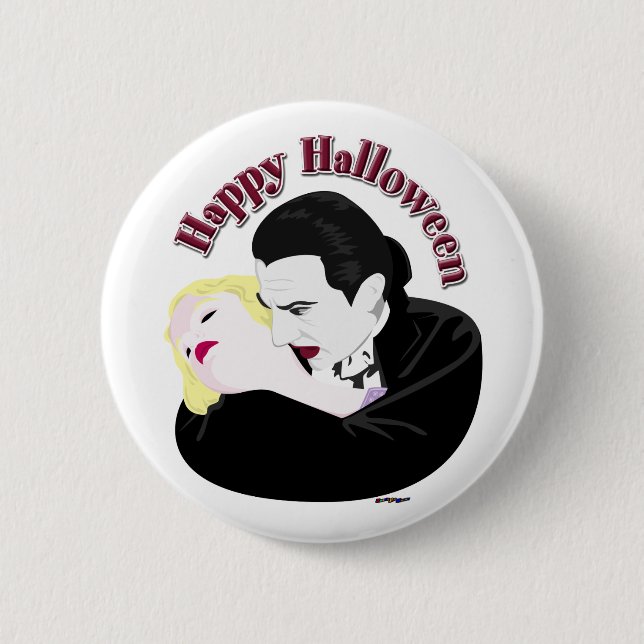 Badge Rond 5 Cm Dracula, Joyeux Halloween (Devant)