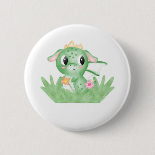 Badge Rond 5 Cm Drageon bébé mignon aquarelle