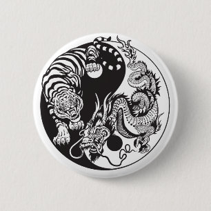 Badge Rond 5 Cm dragon and tiger yin yang