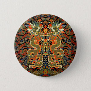 Badge Rond 5 Cm Dragon asiatique chinois Art coloré