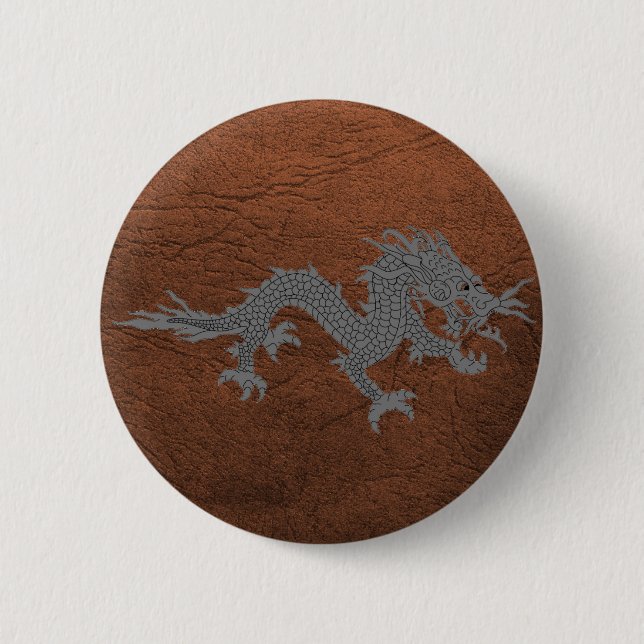 Badge Rond 5 Cm Dragon bhoutanais en cuir (Devant)