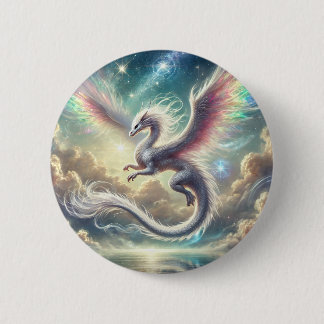 Badge Rond 5 Cm Dragon blanc