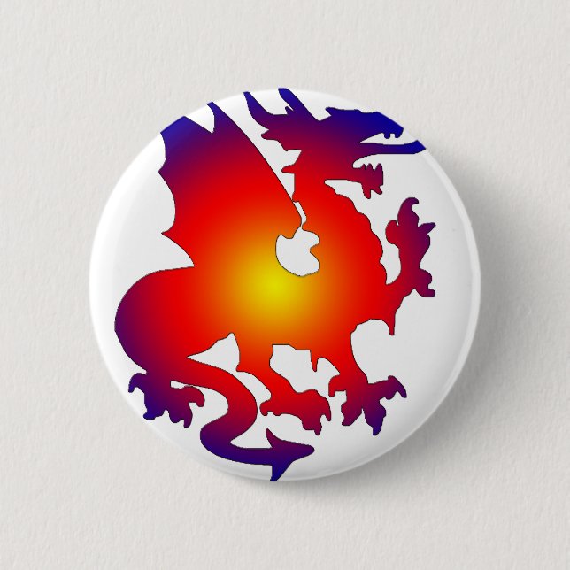 Badge Rond 5 Cm dragon bleu rouge (Devant)