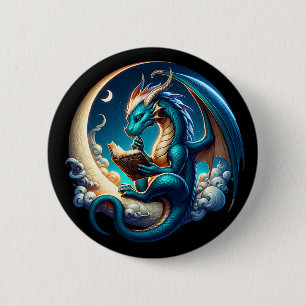 Badge Rond 5 Cm Dragon Bookworm, Moonlight Reading Tee