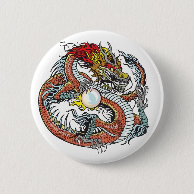 Badge Rond 5 Cm dragon chinois (Devant)