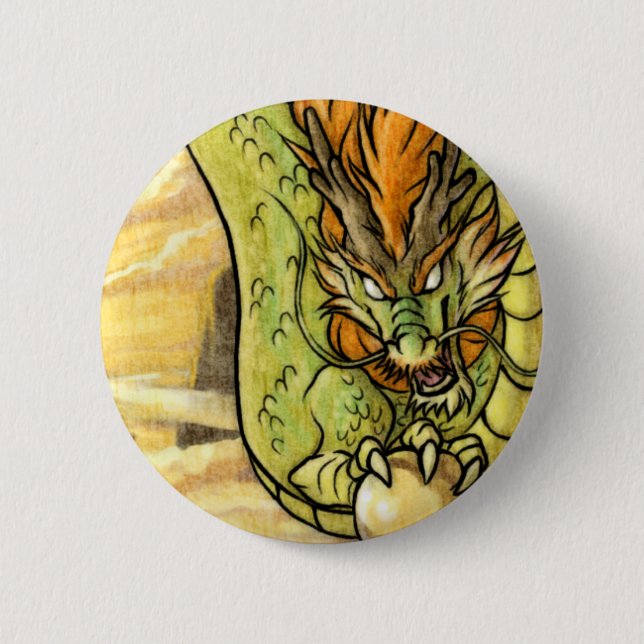 Badge Rond 5 Cm Dragon chinois (Devant)