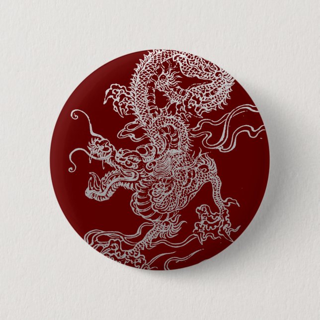 Badge Rond 5 Cm Dragon chinois (Devant)