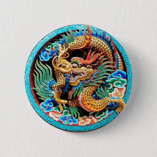 BADGE ROND 5 CM DRAGON CHINOIS COLORÉ (Devant)