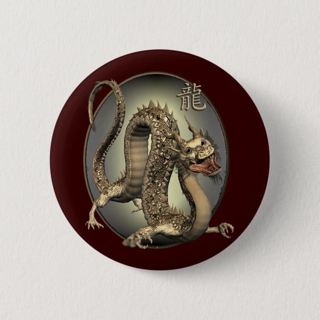 Badge Rond 5 Cm Dragon chinois vintage (Devant)