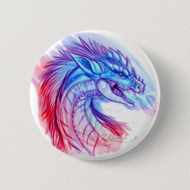 Badge Rond 5 Cm Dragon de glace de l'aurore (Devant)