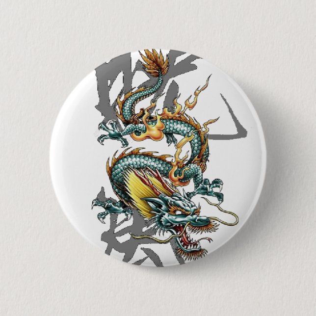 Badge Rond 5 Cm Dragon de Japonais de Fuku-Riu (Devant)