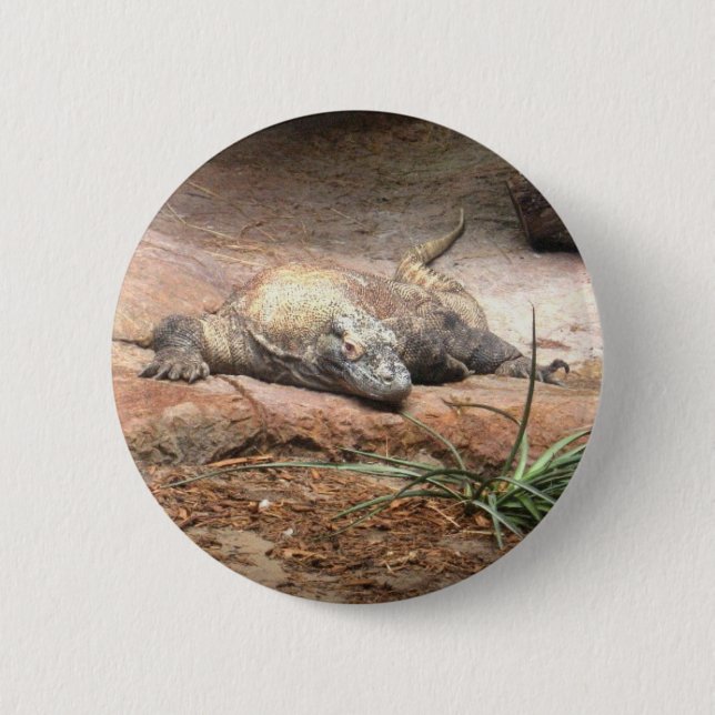 Badge Rond 5 Cm Dragon de Komodo (Devant)