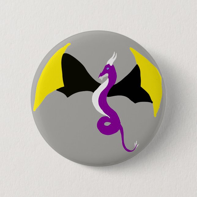 Badge Rond 5 Cm Dragon de Nonbinary (Devant)