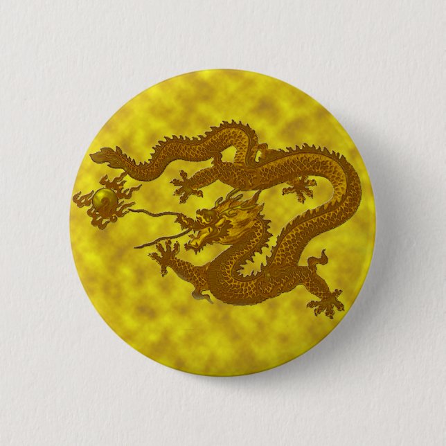 Badge Rond 5 Cm Dragon de pièce d'or (Devant)