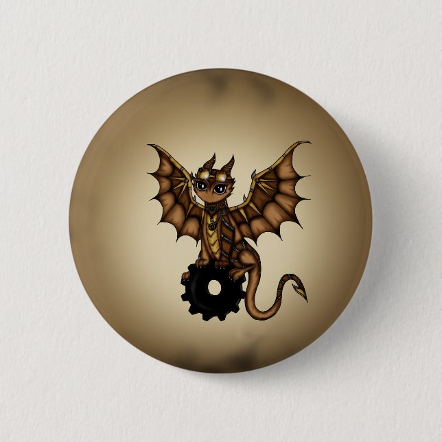 Badge Rond 5 Cm Dragon de Steampunk (Devant)