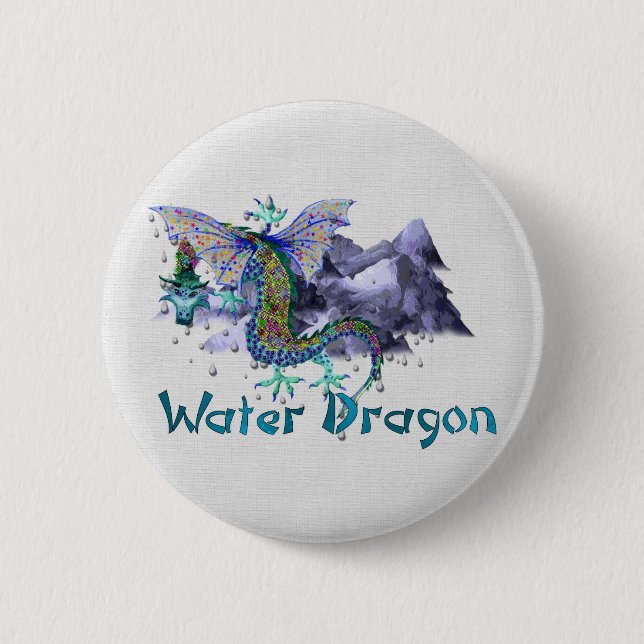 Badge Rond 5 Cm Dragon d'eau (Devant)