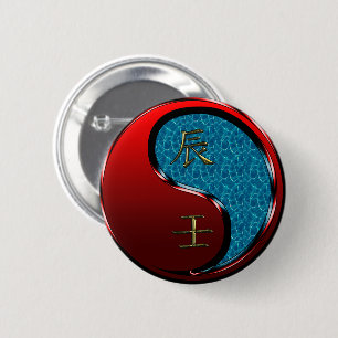 Badge Rond 5 Cm Dragon d'eau