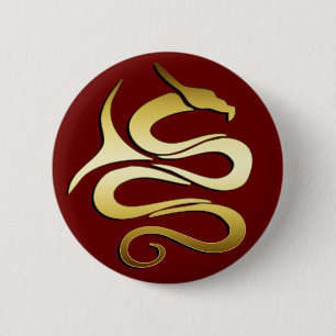 BADGE ROND 5 CM DRAGON D'OR