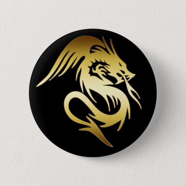 BADGE ROND 5 CM DRAGON D'OR (Devant)