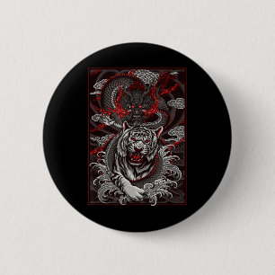 Badge Rond 5 Cm Dragon, Dragon Streetwear Japanese Tiger Urban, Ta