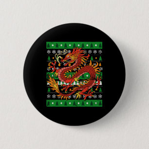 Badge Rond 5 Cm Dragon laide Noël