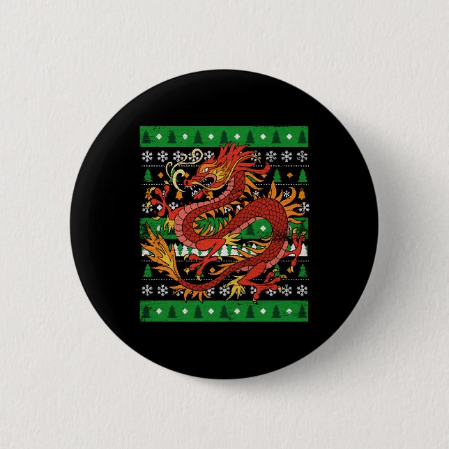 Badge Rond 5 Cm Dragon laide Noël (Devant)