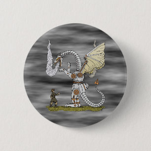Badge Rond 5 Cm Dragon mécanique