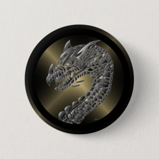 Badge Rond 5 Cm Dragon métallique tribal