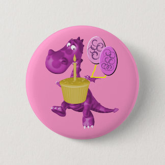 Badge Rond 5 Cm Dragon mignon avec le bouton de petit gâteau