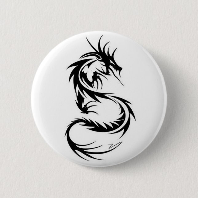 Badge Rond 5 Cm Dragon noir (Devant)