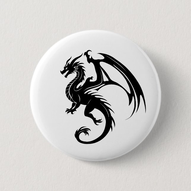 Badge Rond 5 Cm Dragon noir (Devant)