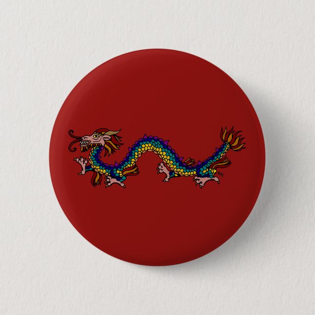 Badge Rond 5 Cm Dragon oriental (Devant)