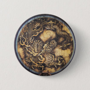 Badge Rond 5 Cm Dragon oriental japonais traditionnel - 日本 - 