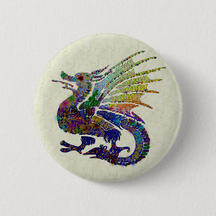 Badge Rond 5 Cm Dragon orné de bijoux