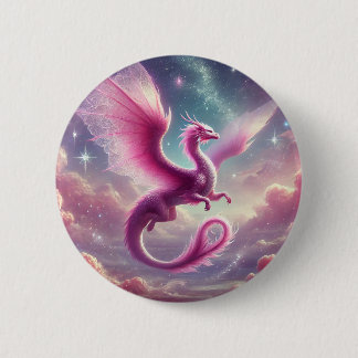 Badge Rond 5 Cm Dragon rose