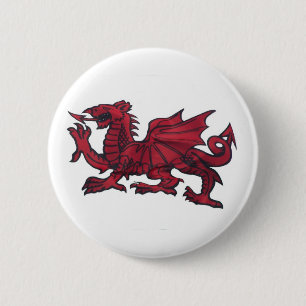 BADGE ROND 5 CM DRAGON ROUGE