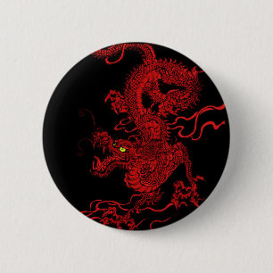 Badge Rond 5 Cm Dragon rouge